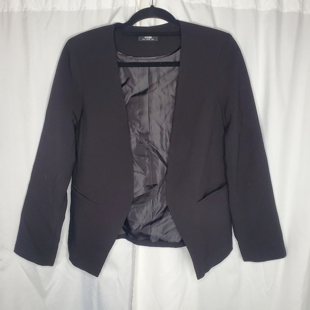 ◇ Wallis Black Open Front Blazer Jacket Black Size 6